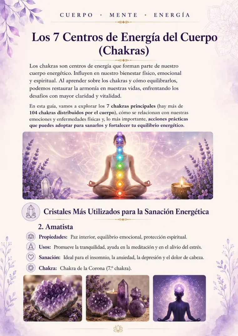 Página interior: Los 7 centros de energía (chakras)