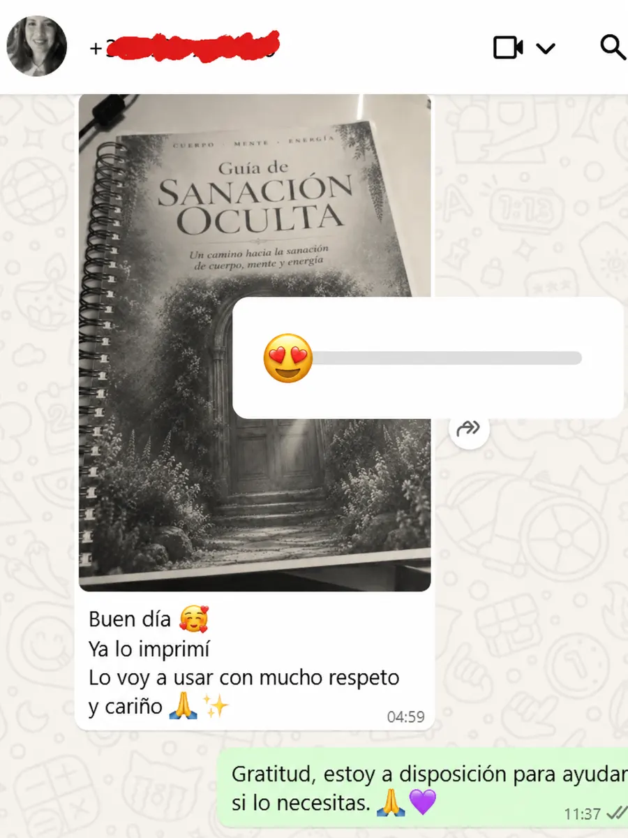 Mensaje por WhatsApp de una lectora que ya imprimió la guía
